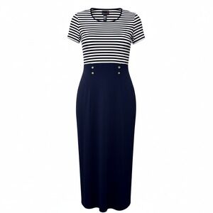 Vtg Scarlett Old Money Maxi Dress Womens Sz 18 Classic Nautical Yacht Club Style